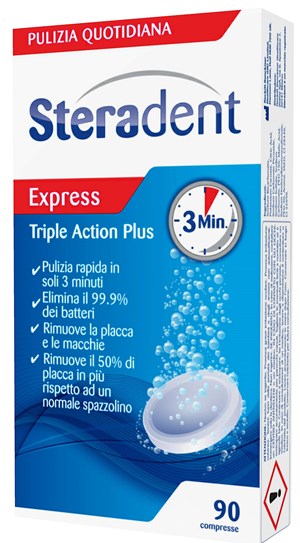 STERADENT TRIPLE ACTION PLUS 90 COMPRESSE PULENTI - farmascienza.it