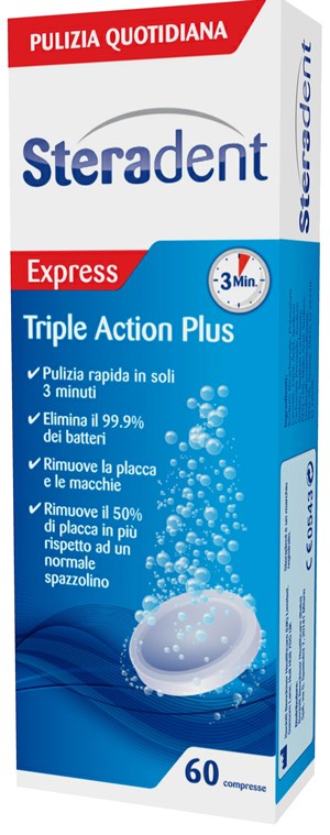 STERADENT TRIPLE ACTION PLUS 60 COMPRESSE PULENTI - farmascienza.it