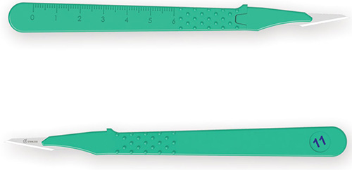 BISTURI MONOUSO E STERILE NUMERO 11. LAMA IN ACCIAIO INOX SALDATA ALL'INTERNO DI UN MANICO IN ABS LEGGERO ED ERGONOMICO. ASSICURANO AFFILATURA E UN PERFETTO CONTROLLO DEL TAGLIO - farmascienza.it