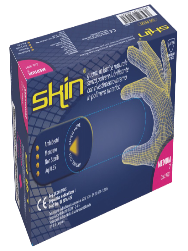 GUANTO IN LATTICE SENZA POLVERE LUBRIFICANTE SKIN M 100 PEZZI - farmascienza.it