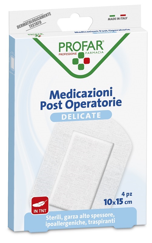 MEDICAZIONE POST OPERATORIA STERILE GARZA ANTIADERENTE 10X15 CM 4 PEZZI PROFAR - farmascienza.it