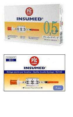 SIRINGA PER INSULINA PIC INSUMED 0,3 ML 100 UI SPAZIO ZERO AGO 30 GAUGE 8 MM 3 SACCHETTI DA 10 PEZZI - farmascienza.it