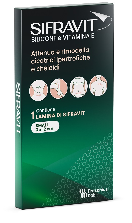 PLACCA IN SILICONE E VITAMINA E SIFRAVIT DIMENSIONI 3X12CM. INDICATA NEL TRATTAMENTO DI CHELOIDI E CICATRICI IPERTROFICHE CONSEGUENTI AD INTERVENTI CHIRURGICI USTIONI E FERITE - farmascienza.it