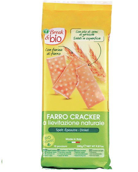 BREAK & BIO CRACKERS DI FARRO CON LIEVITO A PASTA MADRE SALATI IN SUPERFICIE 280 G - farmascienza.it