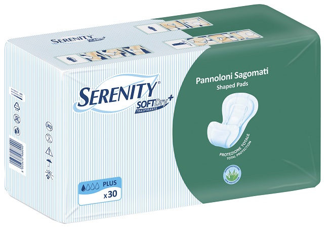 PANNOLONE PER INCONTINENZA SAGOMATO SERENITY SOFTDRY+ ALOE PLUS 30 PEZZI - farmascienza.it