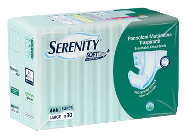 PANNOLONE PER INCONTINENZA A MUTANDINA SERENITY SOFTDRY+ ALOE SUPER LARGE 30 PEZZI - farmascienza.it