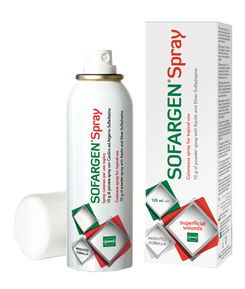 MEDICAZIONE IN POLVERE SPRAY CON CAOLINO E ARGENTO SULFADIAZINA 1% SOFARGEN SPRAY 10 G BOMBOLETTA PRESSURIZZATA 125 ML - farmascienza.it