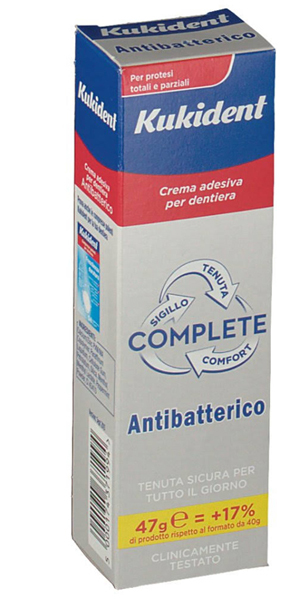 KUKIDENT COMPLETE CREMA ADESIVA PER PROTESI DENTARIE CON ANTIBATTERICO 47 G - farmascienza.it