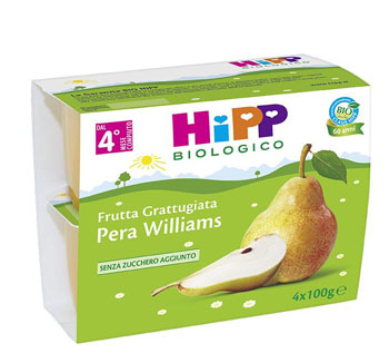 HIPP BIO HIPP BIO FRUTTA GRATTUGGIATA PERA WILLIAMS 4X100 G - farmascienza.it