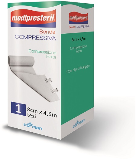 BENDA MEDIPRESTERIL COMPRESSIONE FORTE M4,5X8CM TESI - farmascienza.it