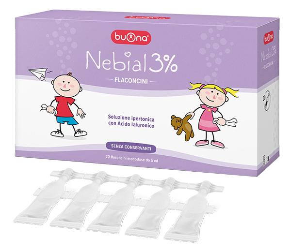 NEBIAL FLACONCINI SOLUZIONE SALINA IPERTONICA DI SODIO CLORURO AL 3% CON ACIDO IALURONICO 20X5 ML - farmascienza.it
