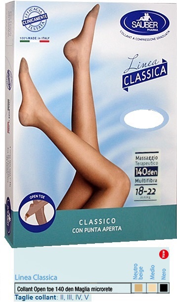 SAUBER COLLANT OPEN TOE MAGLIA MICRORETE 140 DEN COLORE NEUTRO BEIGE 5 LINEA CLASSICA - farmascienza.it