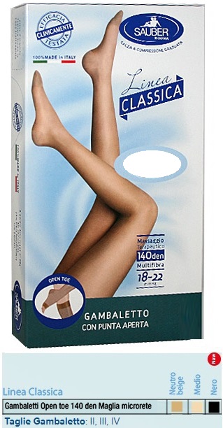 SAUBER GAMBALETTO OPEN TOE MAGLIA MICRORETE 140 DEN COLORE NEUTRO BEIGE TAGLIA 3 LINEA CLASSICA - farmascienza.it