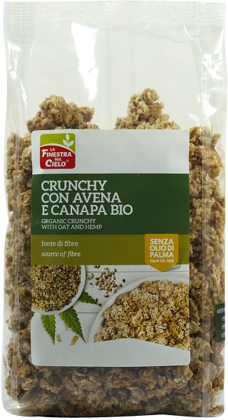 FSC CRUNCHY CON AVENA E CANAPA BIO AD ALTO CONTENUTO DI FIBRA CON OLIO DI GIRASOLE E SENZA OLIO DI PALMA 375 G - farmascienza.it