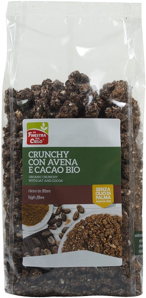 FSC CRUNCHY CON AVENA E CACAO BIO AD ALTO CONTENUTO DI FIBRE CON OLIO DI GIRASOLE SENZA OLIO DI PALMA 375 G - farmascienza.it