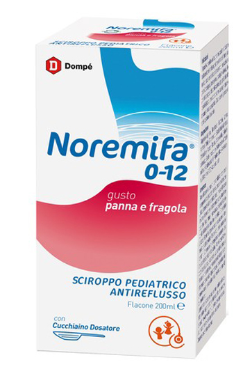 SCIROPPO PEDIATRICO ANTIREFLUSSO NOREMIFA 0-12 FLACONE 200 ML GUSTO PANNA E FRAGOLA - farmascienza.it
