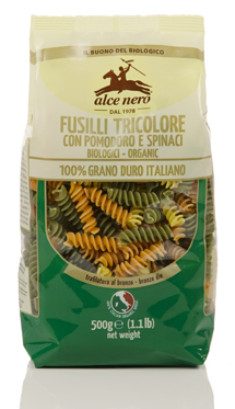 FUSILLI TRICOLORE POMODORO E SPINACI BIO 500 G - farmascienza.it
