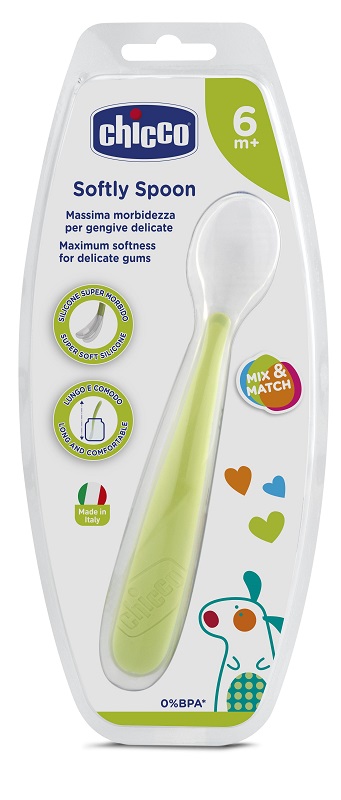 CHICCO CUCCHIAIO MORBIDO SILICONE 6M+ VERDE UP - farmascienza.it