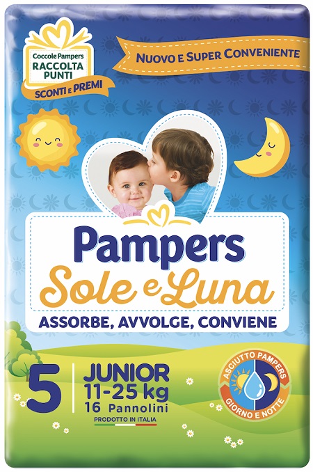 PANNOLINO PER BAMBINO PAMPERS SOLE & LUNA FLASH JUNIOR 16 PEZZI - farmascienza.it