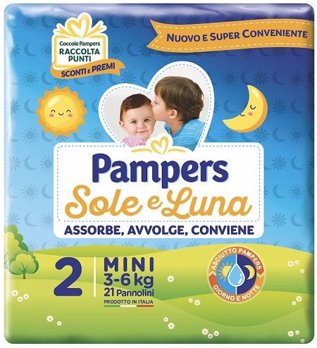 PANNOLINO PER BAMBINO PAMPERS SOLE & LUNA FLASH MINI 21 PEZZI - farmascienza.it