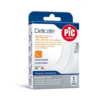 CEROTTO PIC DELICATE STRISCIA BIANCA CON TAMPONE ANTIBATTERICO CM 8X0,5 M - farmascienza.it