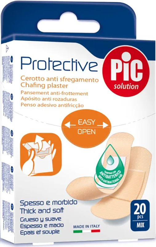CEROTTO PIC PROTECTIVE MIX ANTIBATTERICO ANTISFREGAMENTO CON TAMPONE 20 PEZZI - farmascienza.it