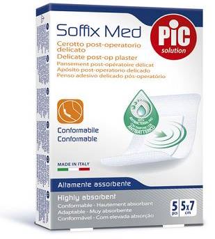 CEROTTO PIC SOFFIX MED IN TNT CON TAMPONE CENTRALE ASSORBENTE STERILE MONOUSO 5X7 CM ANTIBATTERICO 5 PEZZI - farmascienza.it