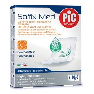 CEROTTO PIC SOFFIX MED IN TNT CON TAMPONE CENTRALE ASSORBENTE STERILE MONOUSO 10X6 CM ANTIBATTERICO 5 PEZZI - farmascienza.it