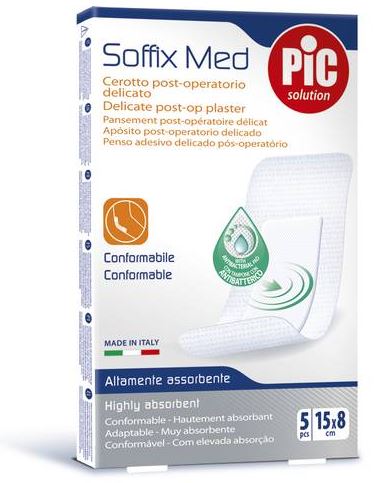 CEROTTO PIC SOFFIX MED IN TNT CON TAMPONE CENTRALE ASSORBENTE STERILE MONOUSO 15X8 CM ANTIBATTERICO 5 PEZZI - farmascienza.it