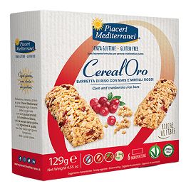 PIACERI MEDITERRANEI CEREALORO BARRETTA DI RISO CON MAIS E MIRTILLI ROSSI 6 PEZZI DA 21,5 G - farmascienza.it