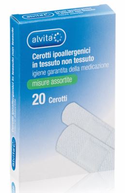 ALVITA CEROTTO IN TESSUTO NON TESSUTO ESTENSIBILE BIANCO CON TAMPONE ANTISETTICO ASSORTITO 20 PEZZI - farmascienza.it