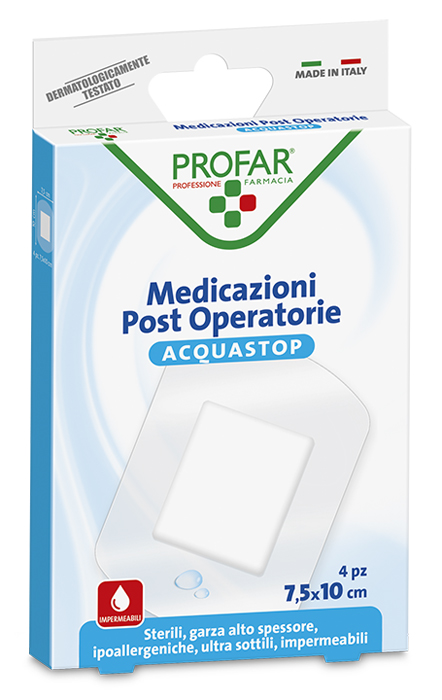 ACQUASTOP MEDICAZIONE POST OPERATORIA 7,5X10 CM PROFAR MED 4 PEZZI - farmascienza.it