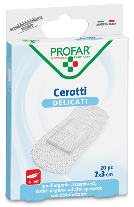 CEROTTO TESSUTO NON TESSUTO DELICATO GRANDI 7X3 CM 20 PEZZI PROFAR - farmascienza.it