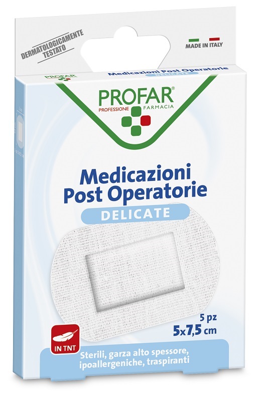 MEDICAZIONE POST OPERATORIA STERILE GARZA ANTIADERENTE 5X7,5 CM 5 PEZZI PROFAR - farmascienza.it
