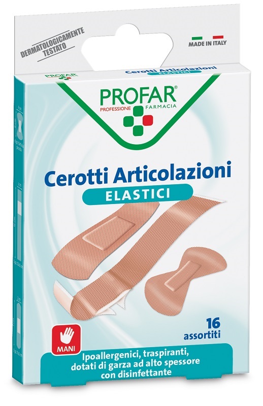 CEROTTO ELASTRICI MANI DITA ARTICOLAZIONI 16 PEZZI ASSORTITI PROFAR - farmascienza.it