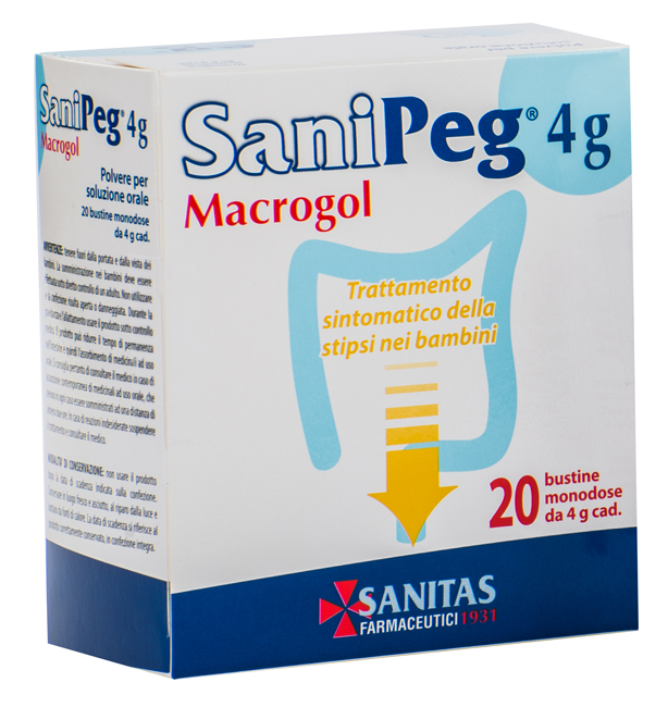 SANIPEG MACROGOL POLVERE PER SOLUZIONE ORALE 20 BUSTINE DA 4 G - farmascienza.it