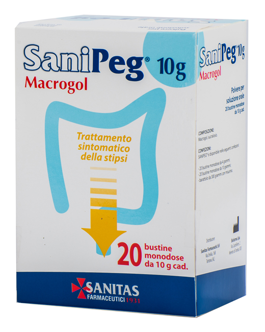 SANIPEG MACROGOL POLVERE PER SOLUZIONE ORALE 20 BUSTE DA 10 G - farmascienza.it