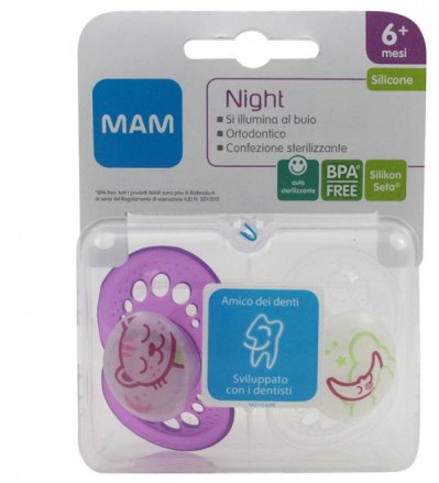 MAM NIGHT SUCCHIETTO 6+ SILICONE CONFEZIONE DOPPIA - farmascienza.it
