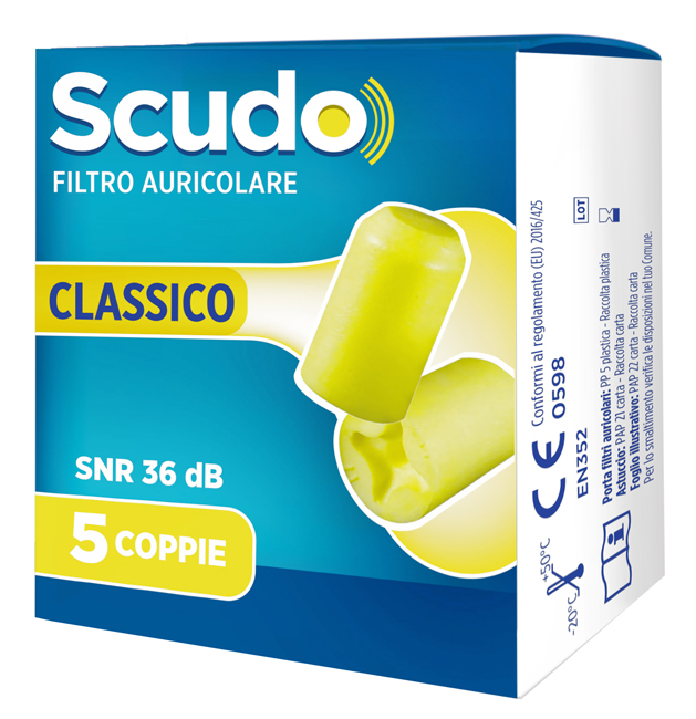SCUDO FILTRO AURICOLARE CLASSICO SNR 36 DB 7-12MM 5 PAIA - farmascienza.it