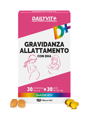 MASSIGEN GRAVIDANZA ALLATTAMENTO CON ACIDO FOLICO MULTIVITAMINICO E MULTIMINERALE 30 COMPRESSE RIVESTITE DA 1,1 G + 30 PERLE DA 700 MG - farmascienza.it