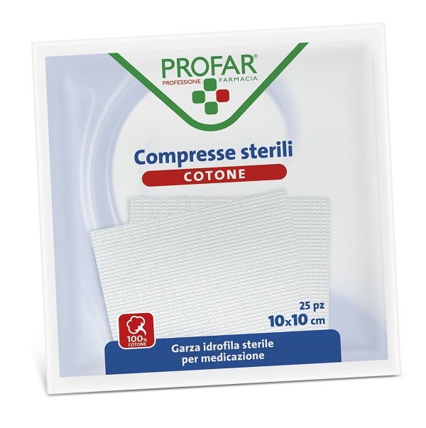 GARZA IN COTONE PROFAR COMPRESSA 10 X 10 CM 25 PEZZI - farmascienza.it