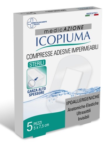 ICOPIUMA GARZA COMPRESSA MEDICATA POSTOPERATORIA 5X7,5 CM 5 PEZZI - farmascienza.it