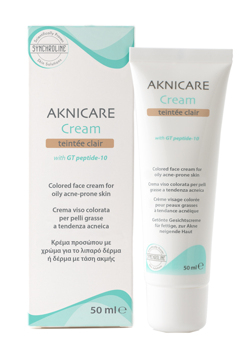 CREMA TRATTANTE COLORATA PER PELLE ACNEICA AKNICARE CREAM TEINTEE CLAIR TUBETTO 50 ML - farmascienza.it