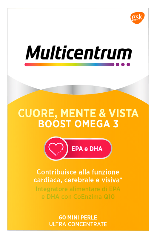 MULTICENTRUM CUORE MENTE E VISTA BOOST OMEGA 3 60 MINI PERLE - farmascienza.it