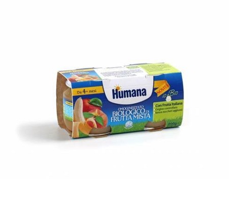 HUMANA OMOGENEIZZATO FRUTTA MISTA BIO 2 VASETTI 100 G - farmascienza.it