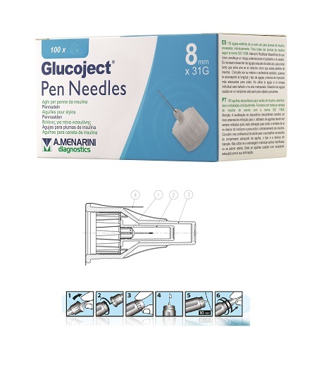 AGO PER PENNA DA INSULINA GLUCOJECT LUNGHEZZA 8 MM GAUGE 31 100 PEZZI - farmascienza.it