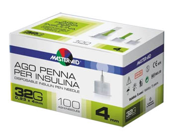 AGO PER PENNA DA INSULINA MASTER-AID 32 GAUGE 4 MM 100 PEZZI - farmascienza.it
