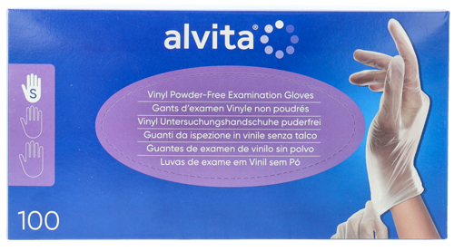 GUANTI DA ISPEZIONE ALVITA IN VINILE SENZA TALCO S 100 PEZZI - farmascienza.it