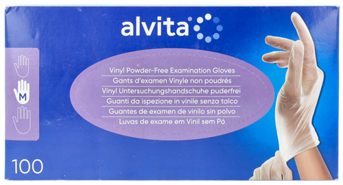 GUANTI DA ISPEZIONE ALVITA IN VINILE SENZA TALCO M 100 PEZZI - farmascienza.it