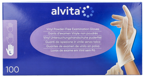 GUANTI DA ISPEZIONE ALVITA IN VINILE SENZA TALCO L 100 PEZZI - farmascienza.it